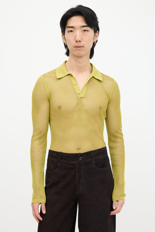 Gucci SS 2025 Embossed Logo Mesh Top