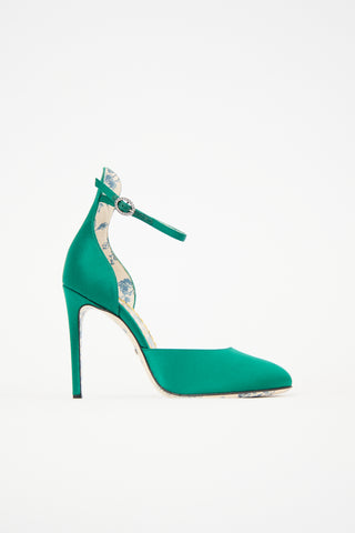 Gucci Satin Crystal Buckle Pump