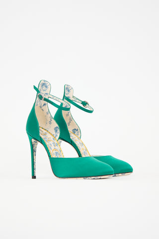Gucci Satin Crystal Buckle Pump