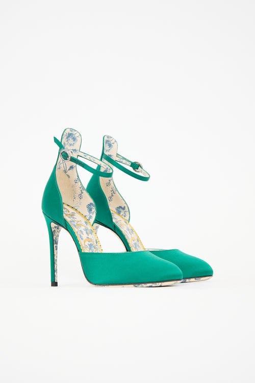 Gucci Satin Crystal Buckle Pump