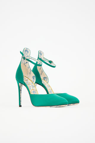Gucci Satin Crystal Buckle Pump