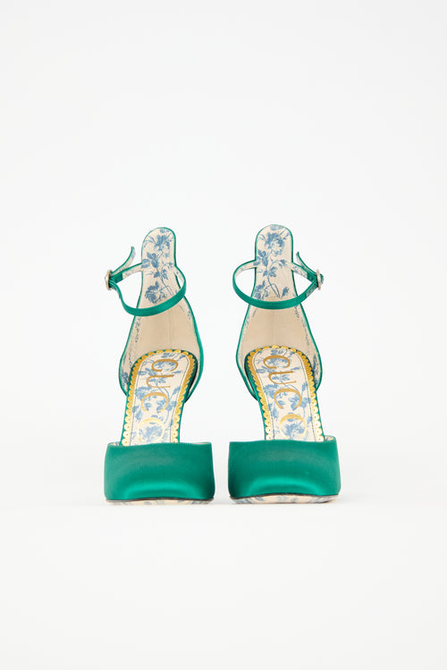Gucci Satin Crystal Buckle Pump