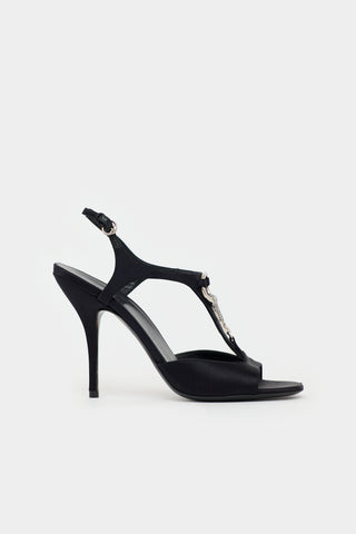 Gucci Satin Crystal Embellished Sandal