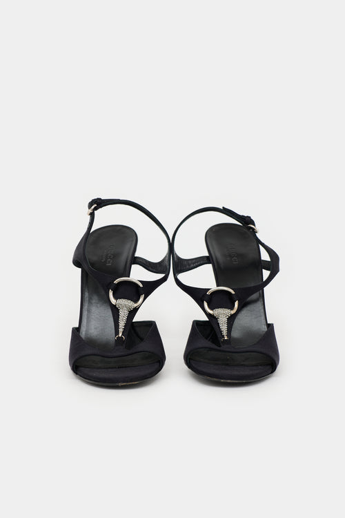 Gucci Satin Crystal Embellished Sandal