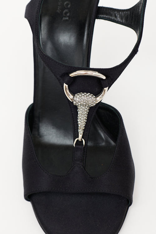 Gucci Satin Crystal Embellished Sandal