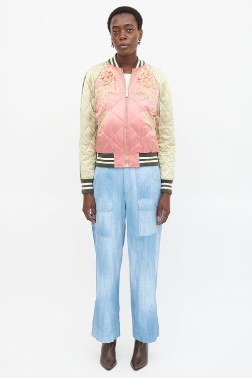 Gucci Satin Embroidered Varsity Jacket