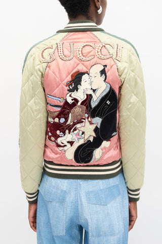 Gucci Satin Embroidered Varsity Jacket