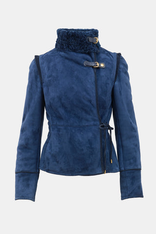 Gucci 2010s Shearling Tie Jacket