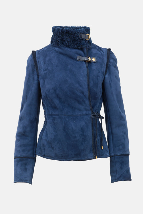 Gucci 2010s Shearling Tie Jacket