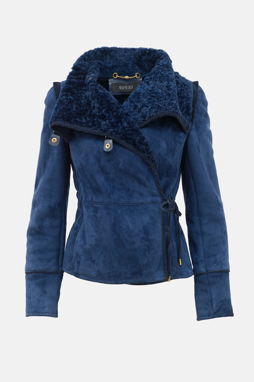 Gucci 2010s Shearling Tie Jacket