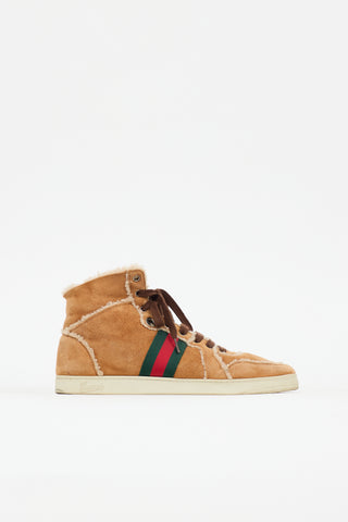 Gucci Shearling Web Hi-Top Sneaker