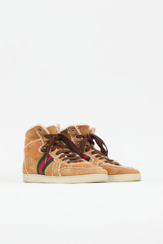 Gucci Shearling Web Hi-Top Sneaker