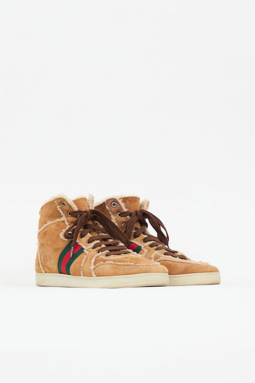 Gucci Shearling Web Hi-Top Sneaker