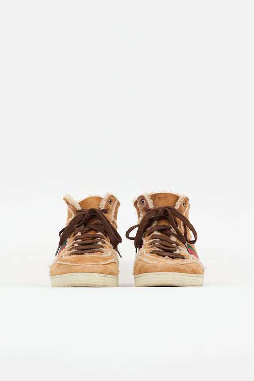 Gucci Shearling Web Hi-Top Sneaker