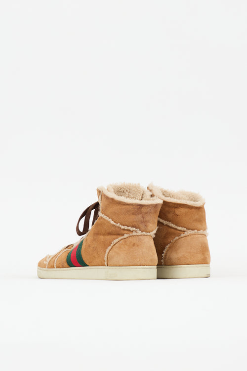 Gucci Shearling Web Hi-Top Sneaker