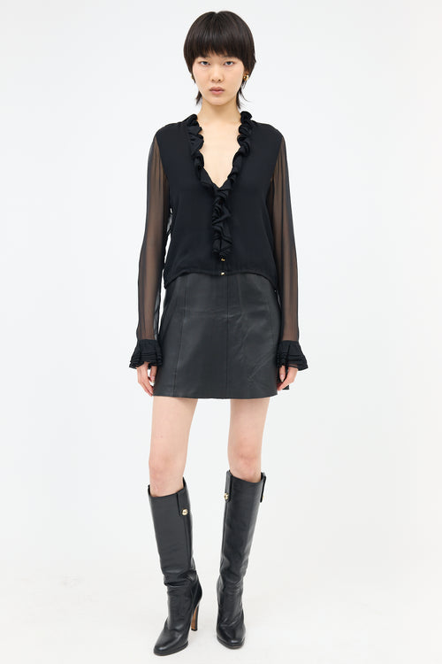 Gucci Silk Chiffon Ruffle Blouse