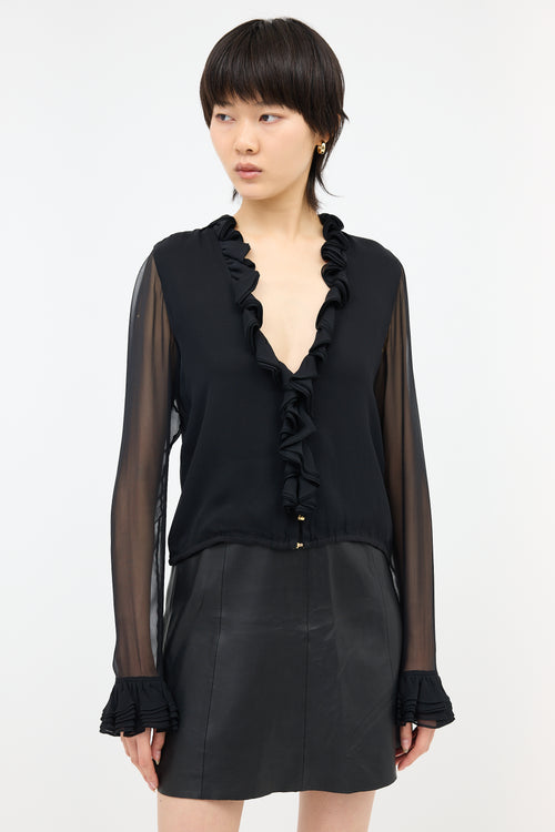 Gucci Silk Chiffon Ruffle Blouse