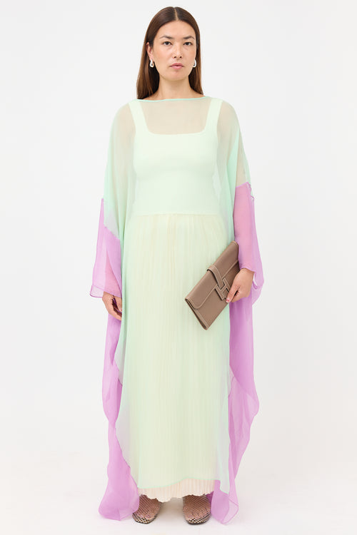Gucci Silk Sheer Two Tone Dress