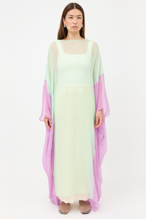 Gucci Silk Sheer Two Tone Dress