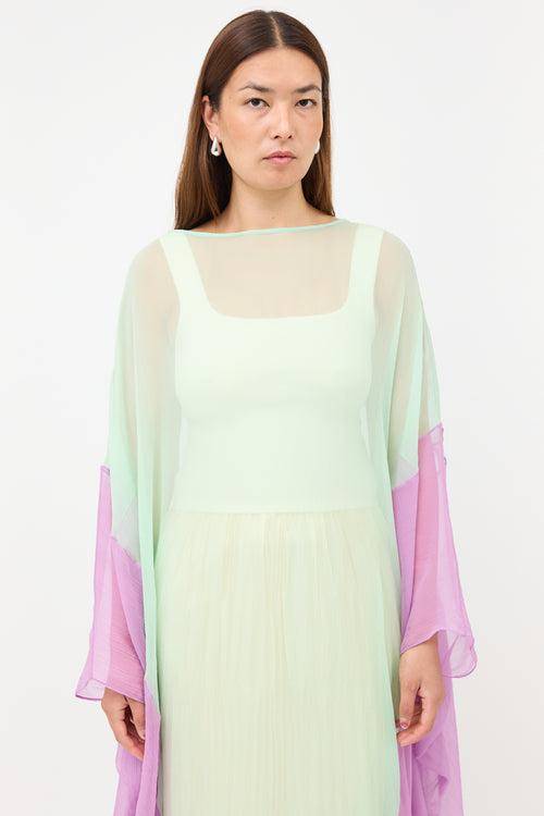 Gucci Silk Sheer Two Tone Dress