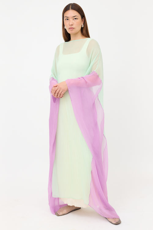 Gucci Silk Sheer Two Tone Dress