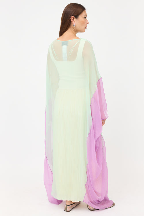 Gucci Silk Sheer Two Tone Dress