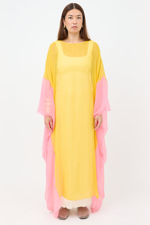 Gucci Silk Sheer Two Tone Dress