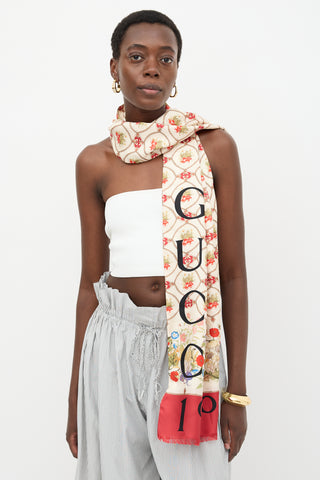 Gucci Silk Floral GG 100th Anniversary Stole