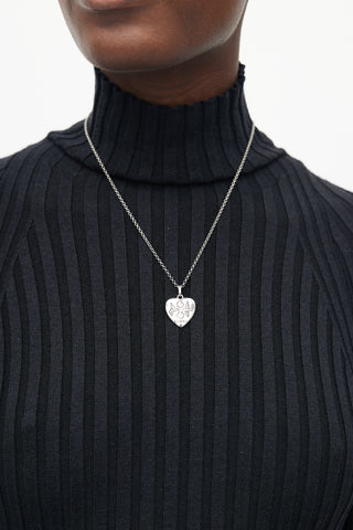 Gucci Silver Blind For Love Heart Necklace