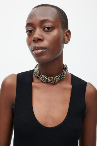 Silver & Gold Floral GG Choker
