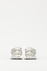 Gucci Silver Guccissima Leather GG Mule