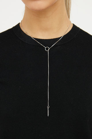 Gucci White Gold Lariat Logo Necklace