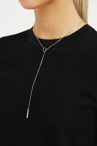 Gucci White Gold Lariat Logo Necklace