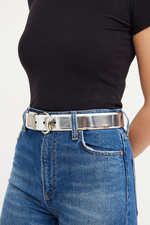 Gucci Silver Patent Leather Belt