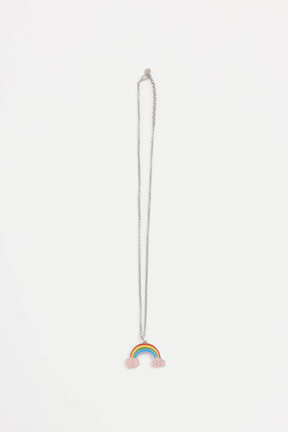 Gucci Sterling Silver Rainbow Logo Necklace
