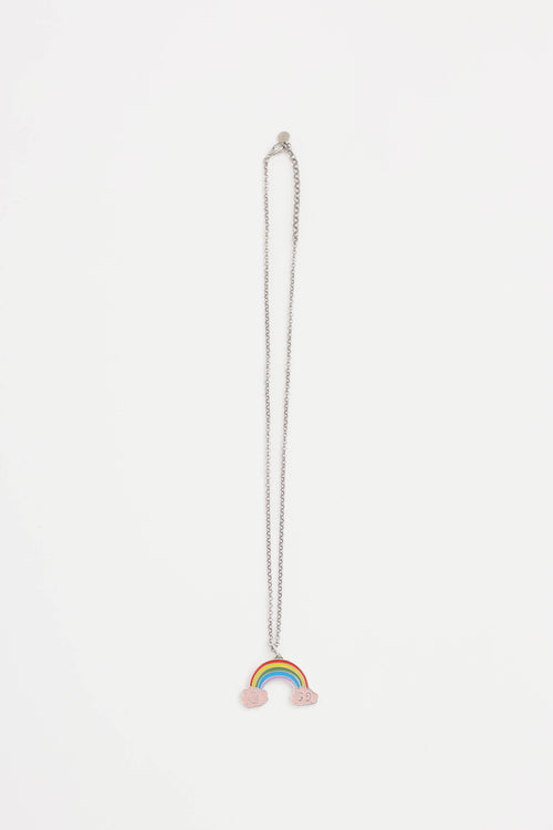 Gucci Sterling Silver Rainbow Logo Necklace