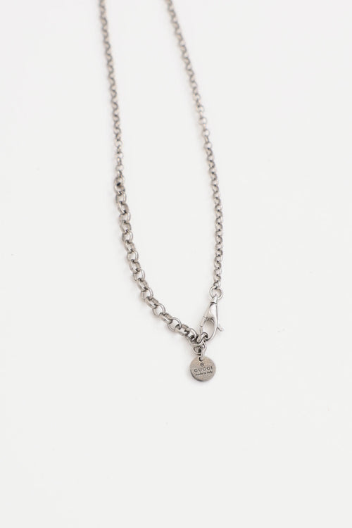 Gucci Sterling Silver Rainbow Logo Necklace