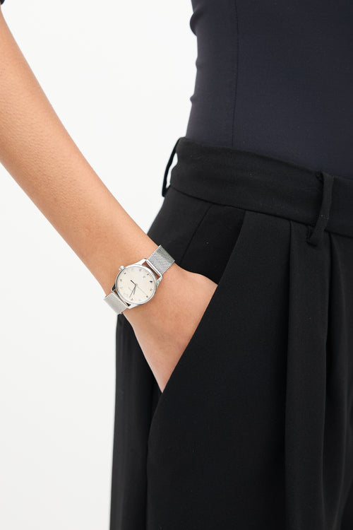 Gucci Silver Stainless Steel & Pearl G-Timeless Watch