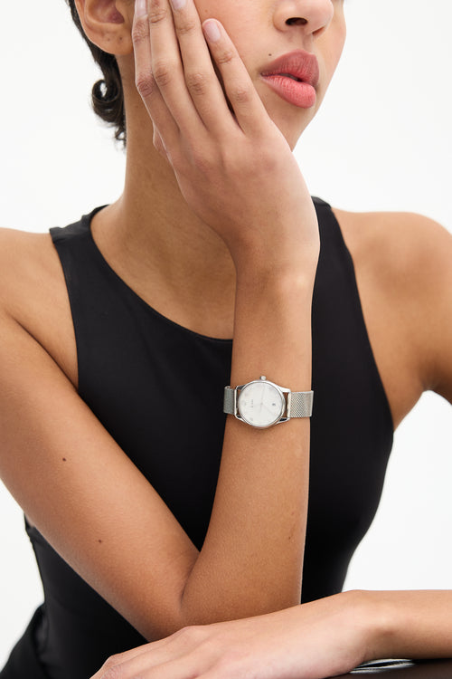 Gucci Silver Stainless Steel & Pearl G-Timeless Watch