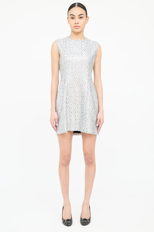 Gucci Woven Metallic Tweed Midi Dress