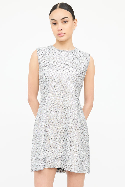 Gucci Woven Metallic Tweed Midi Dress