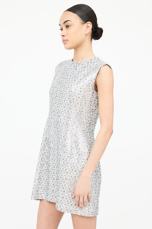 Gucci Woven Metallic Tweed Midi Dress