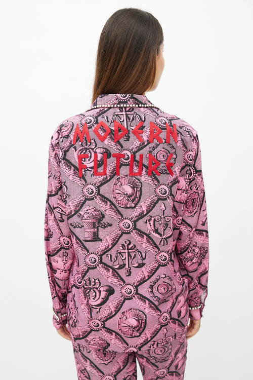 Gucci Spring 2017 Pink Silk Graphic Modern Future Set