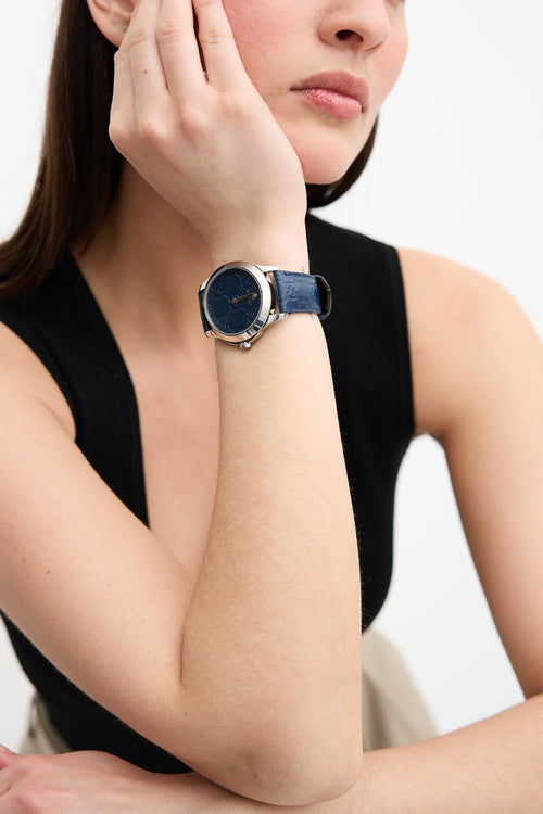 Gucci Stainless Steel & GG Leather G-Timeless Watch