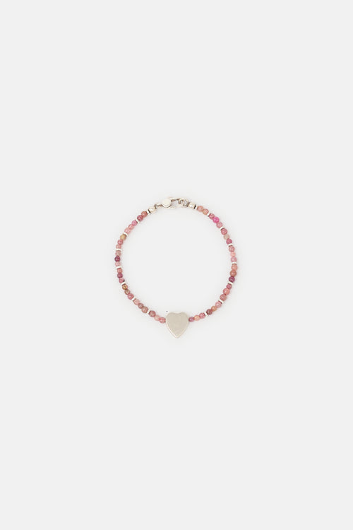 Gucci Sterling Silver Beaded Trademark Heart Bracelet