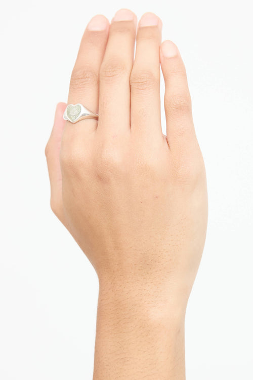 Gucci Sterling Silver Enamel Interlock G Heart Ring