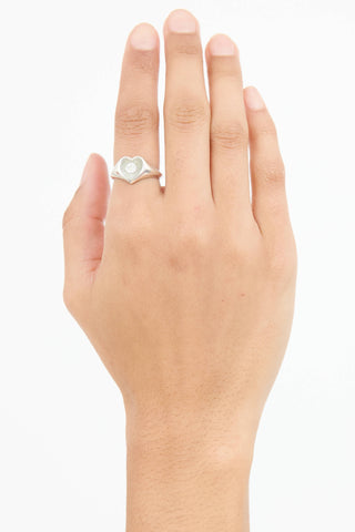 Gucci Sterling Silver Enamel Interlock G Heart Ring