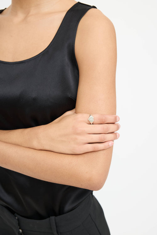 Gucci Sterling Silver Enamel Interlock G Heart Ring