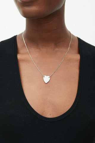 Gucci Sterling Silver Heart Logo Tag Necklace