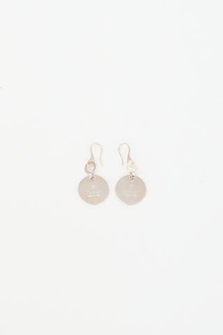 Gucci Sterling Silver Logo Drop Earrings